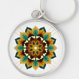 Mandala Pattern 02 in geel & tan Sleutelhanger