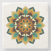 Mandala Pattern 02 in geel & tan Stenen Onderzetter (Voorkant)