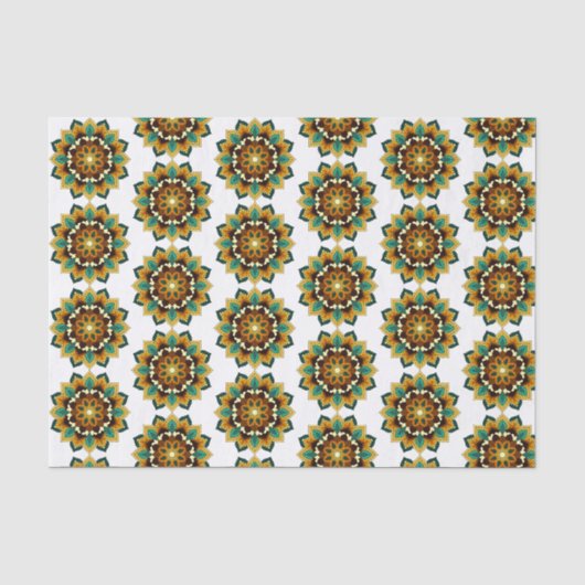Mandala Pattern 02 in geel & tan Tissuepapier (Voorkant)