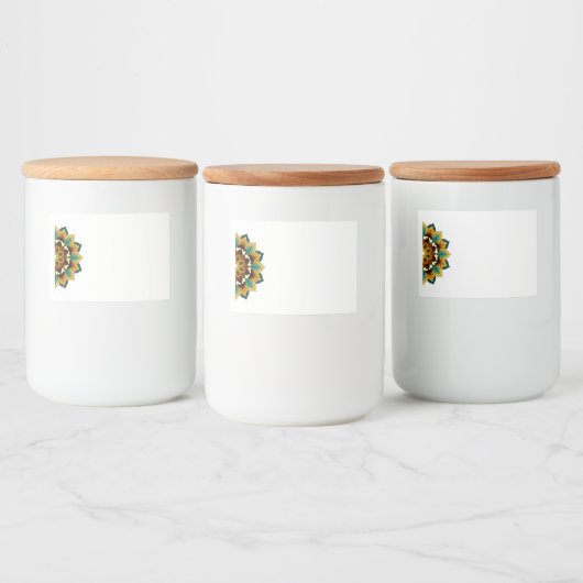Mandala Pattern 02 in geel & tan Voedselcontainer Etiket (Flessen)