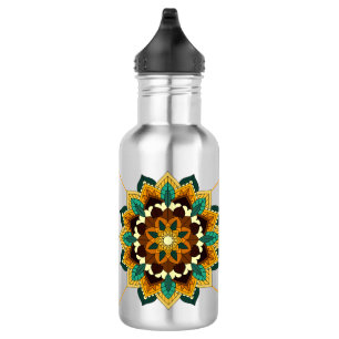Mandala Pattern 02 in geel & tan Waterfles