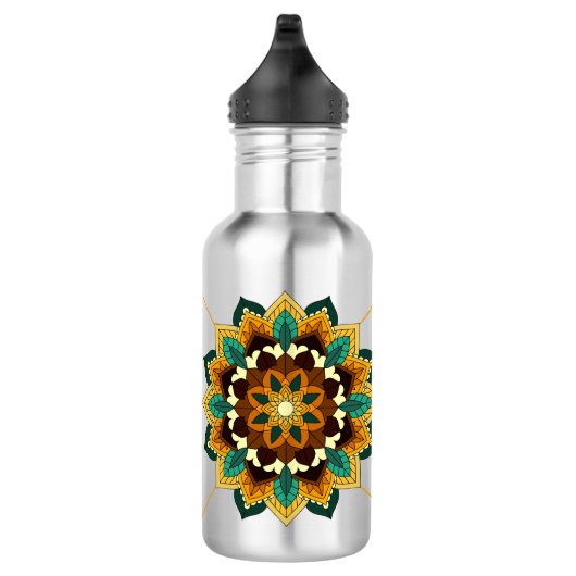 Mandala Pattern 02 in geel & tan Waterfles (Rechts)