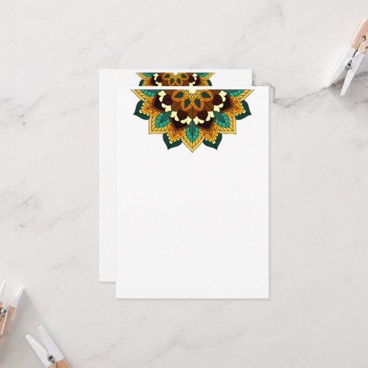 Mandala Pattern 02 in gele & tan Kaart (Voorkant / Achterkant in situ)