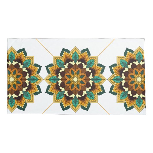 Mandala Pattern 02 in gele & tan Kussensloop (Achterkant)