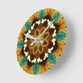 Mandala Pattern 02 in gele & tan Ronde Klok (Hoek)