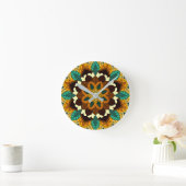 Mandala Pattern 02 in gele & tan Ronde Klok (Huis)