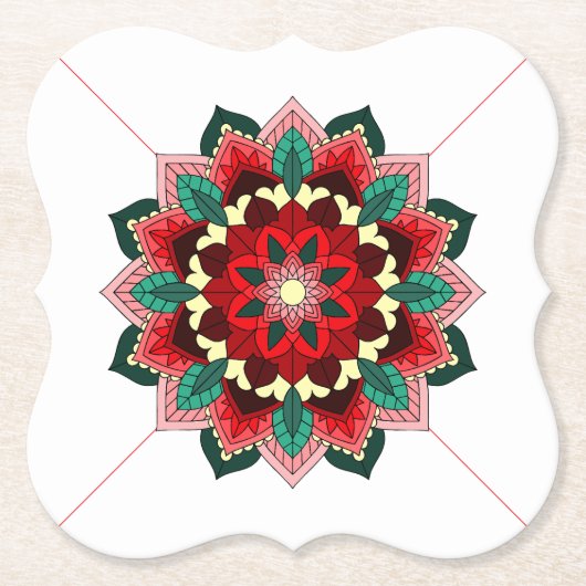 Mandala Pattern 02 in Onderzetter rood papier (Voorkant)