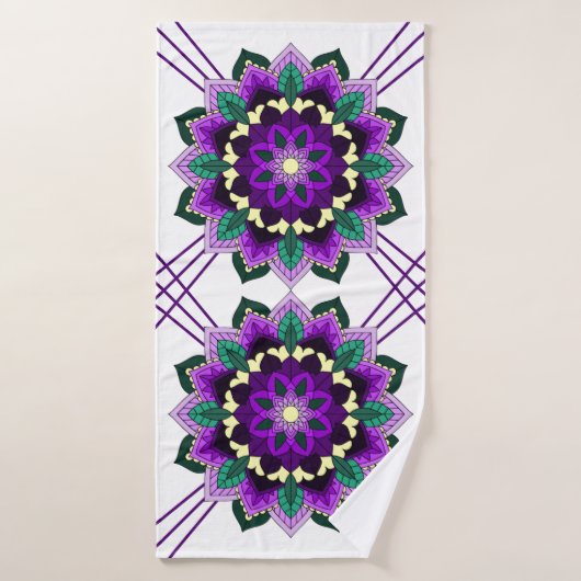 Mandala Pattern 02 in paars Badhanddoek (Badhanddoek)