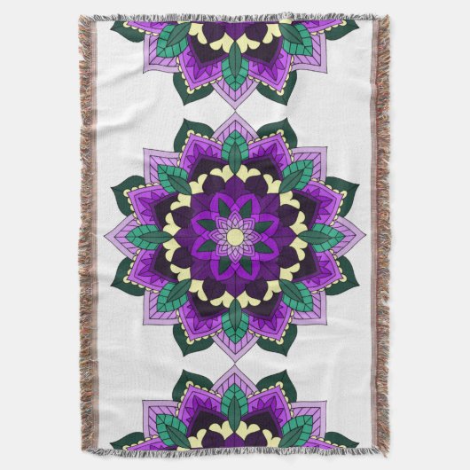 Mandala Pattern 02 in paars Deken (Voorkant Verticaal)