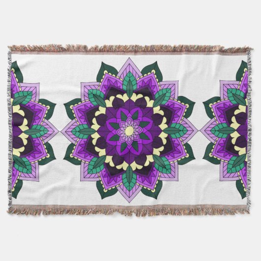 Mandala Pattern 02 in paars Deken (Voorkant)