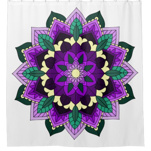 Mandala Pattern 02 in paars Douchegordijn (Voorkant)
