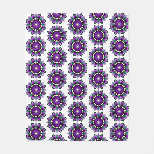 Mandala Pattern 02 in paars Fleece Deken (Voorkant)