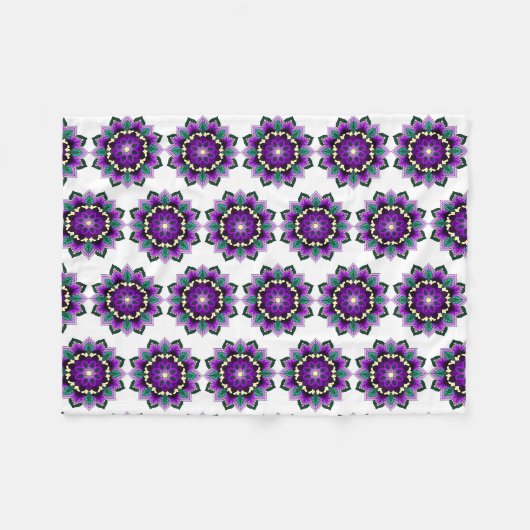Mandala Pattern 02 in paars Fleece Deken (Voorkant (Horizontaal))