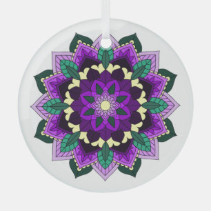 Mandala Pattern 02 in paars Glas Ornament