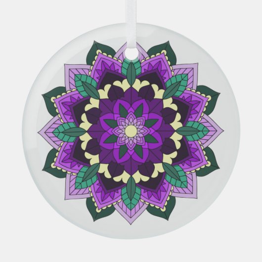Mandala Pattern 02 in paars Glas Ornament (Voorkant)