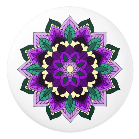 Mandala Pattern 02 in paars Keramische Knop (Voorkant)