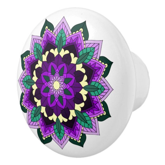 Mandala Pattern 02 in paars Keramische Knop (Rechts)