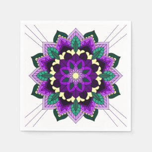 Mandala Pattern 02 in paars Papier Napkin Servet