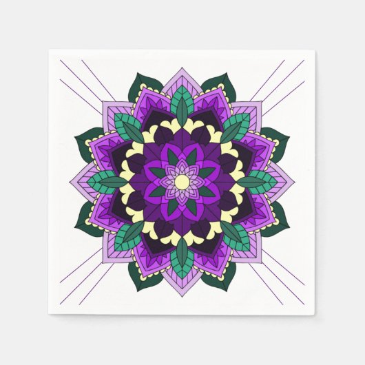 Mandala Pattern 02 in paars Papier Napkin Servet (Voorkant)
