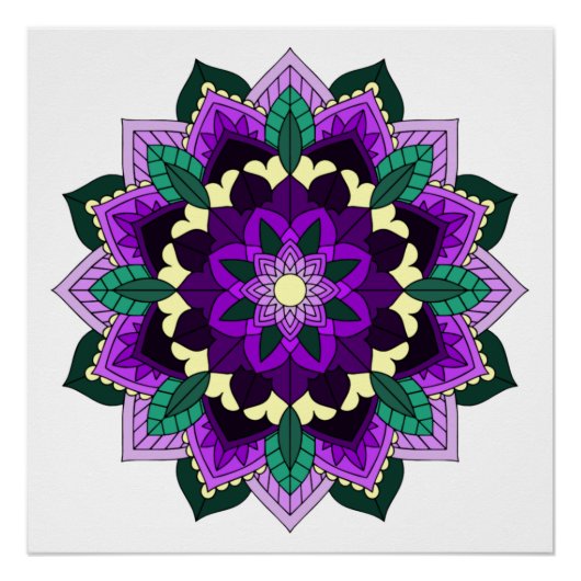 Mandala Pattern 02 in paars Perfect Poster (Voorkant)