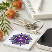 Mandala Pattern 02 in paars Sleutelhanger (Voorkant Rechts)