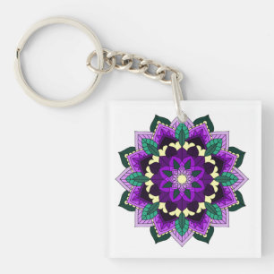 Mandala Pattern 02 in paars Sleutelhanger