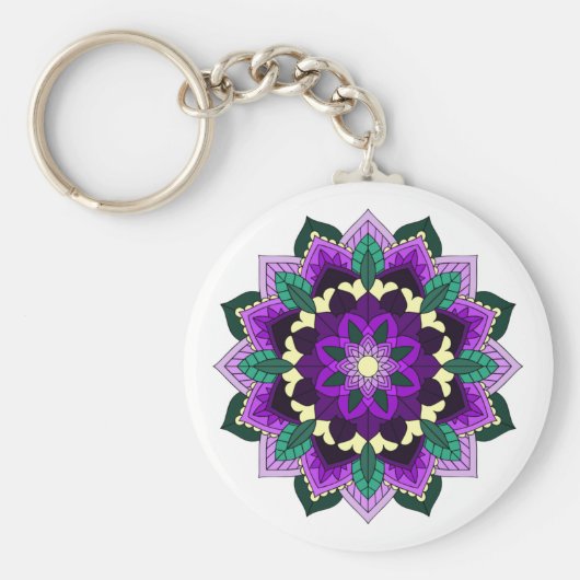 Mandala Pattern 02 in paars Sleutelhanger (Voorkant)