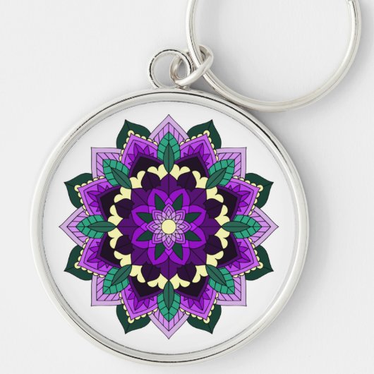 Mandala Pattern 02 in paars Sleutelhanger (Voorkant)