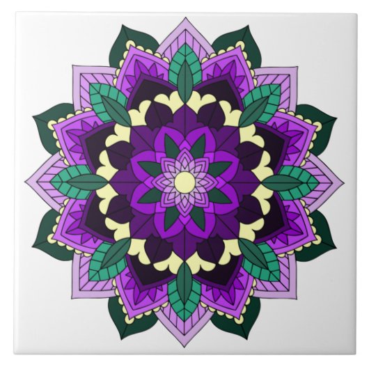 Mandala Pattern 02 in paars Tegeltje (Voorkant)