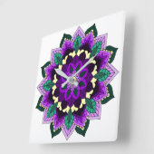 Mandala Pattern 02 in paars Vierkante Klok (Hoek)
