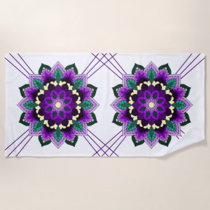 Mandala Pattern 02 in paarse Beach Towel Strandlaken