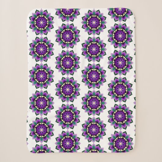 Mandala Pattern 02 in paarse Sherpa Blanket Deken (Voorkant)