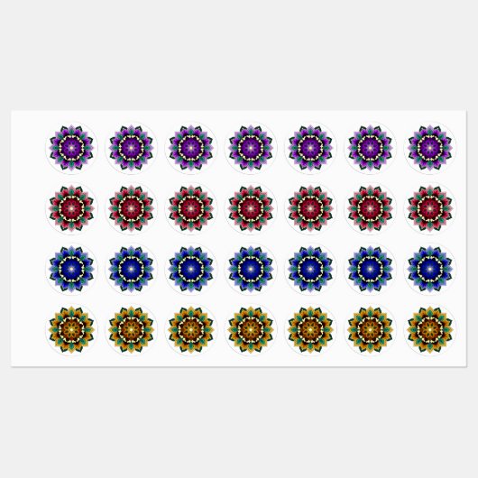Mandala Pattern 02 in purple, pink, blue & yellow Labels (Vel)