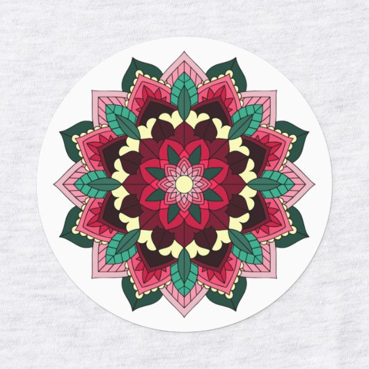 Mandala Pattern 02 in purple, pink, blue & yellow Labels (Design 2)