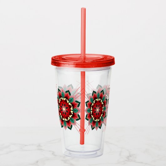 Mandala Pattern 02 in Red Acrylbler Acryl Drinkbeker (Rechts)