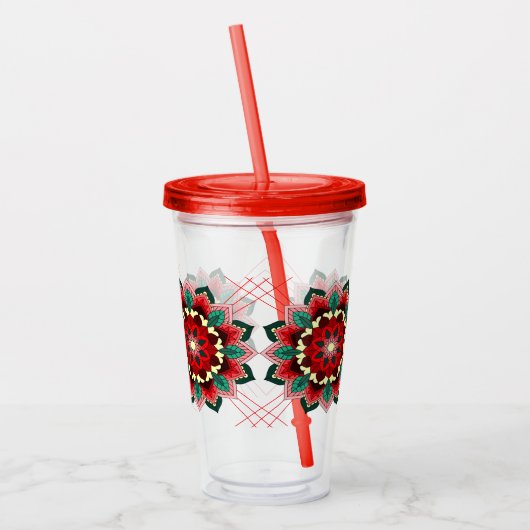 Mandala Pattern 02 in Red Acrylbler Acryl Drinkbeker (Links)