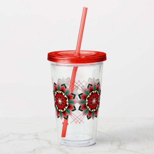Mandala Pattern 02 in Red Acrylbler Acryl Drinkbeker (Achterkant)