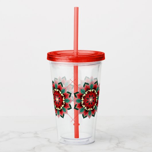 Mandala Pattern 02 in Red Acrylbler Acryl Drinkbeker (Voorkant)