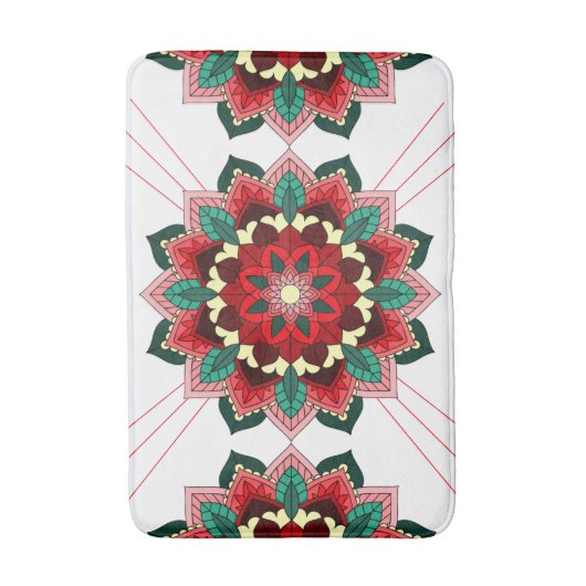 Mandala Pattern 02 in Red Bath Mat (Voorkant Verticaal)