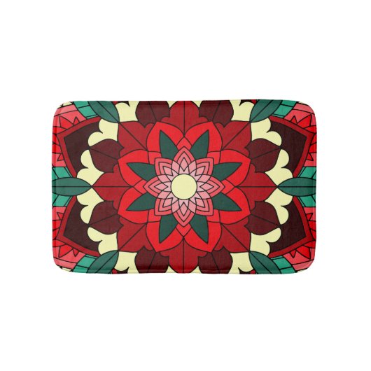 Mandala Pattern 02 in Red Bath Mat (Voorkant)
