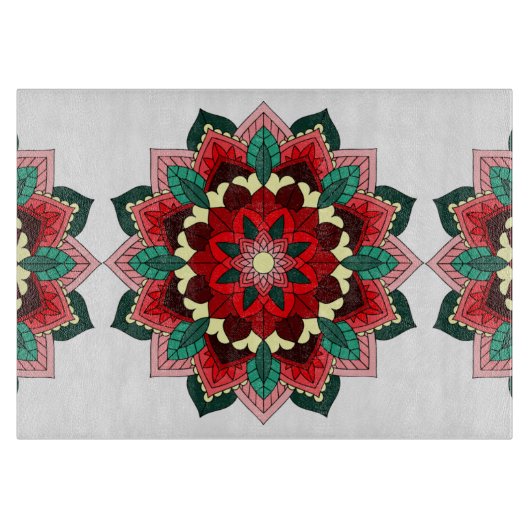Mandala Pattern 02 in Red Cutting Board Snijplank (Voorkant)