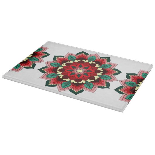 Mandala Pattern 02 in Red Cutting Board Snijplank (Hoek)