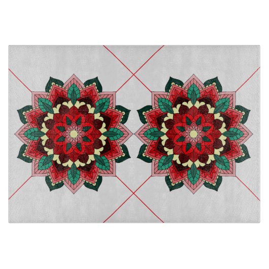 Mandala Pattern 02 in Red Cutting Board Snijplank (Voorkant)