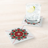 Mandala Pattern 02 in Red Glass Onderzetter (Schuin)