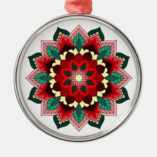 Mandala Pattern 02 in Red Metal Ornament (Voorkant)