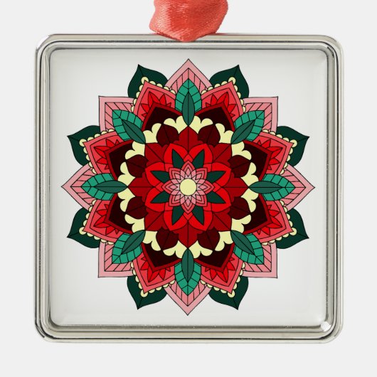 Mandala Pattern 02 in Red Metal Ornament (Voorkant)