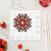 Mandala Pattern 02 in Red Napkin Servet (Insitu)