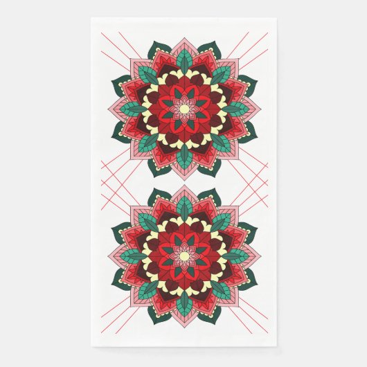Mandala Pattern 02 in Red Napkin Servet (Voorkant)