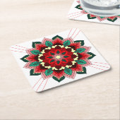 Mandala Pattern 02 in Red Square Paper Onderzetter (Schuin)