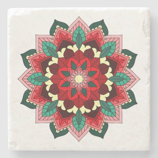 Mandala Pattern 02 in Red Stone Onderzetter (Voorkant)